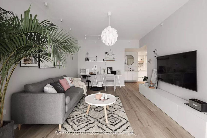 70平的簡約風小戶型，把兩房變一房，多出個衣帽間